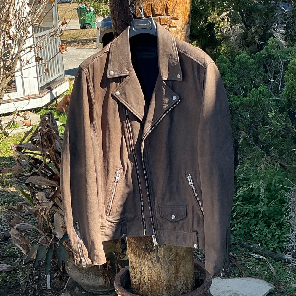 All Saints Dark Brown Leather Jacket